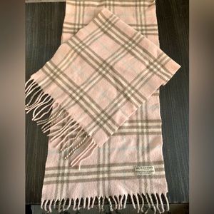 Authentic Pink Burberry Wool and Cashmere Check Scarf